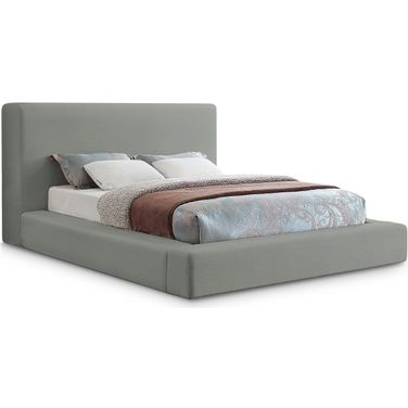 Devin Linen Textured Fabric King Bed In Grey