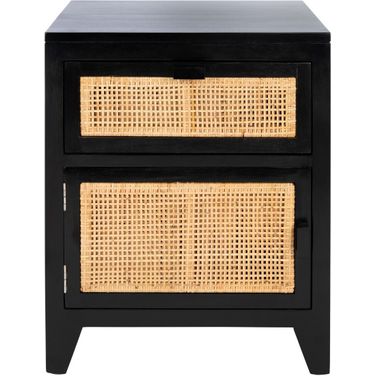 Devon 1 Drawer 1 Door Nightstand in Black and Natural