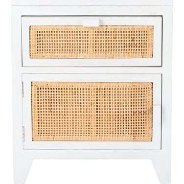 Devon 1 Drawer 1 Door Nightstand in White and Natural