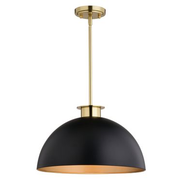 Devon 16 Inch Pendant In Matte Black and Satin Brass