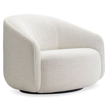 Devon Fabric Swivel Chair In White and Cream
