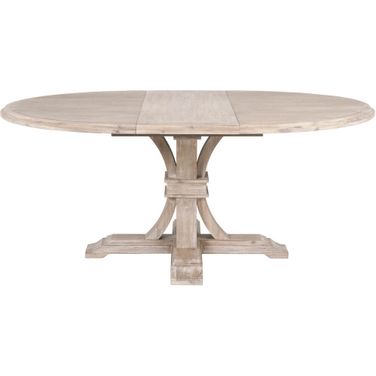 Traditions Devon 54 Inch Round Extension Dining Table In Natural Gray Acacia