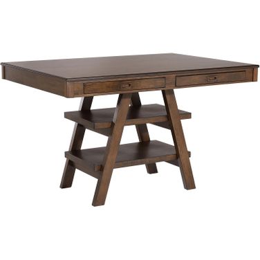 Dewey 2-drawer Counter Height Table with Open Shelves Walnut