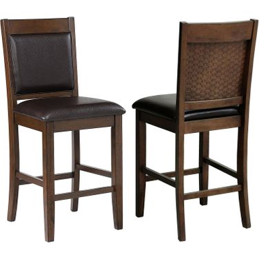 Dewey Upholstered Counter Height Chairs with Footrest Set of 2 Brown and Walnut