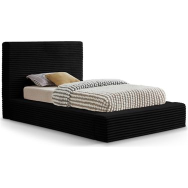 Dexter Corduroy Fabric Twin Bed In Black