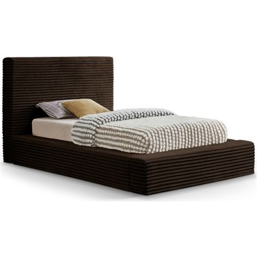 Dexter Corduroy Fabric Twin Bed In Brown