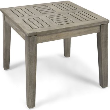 Dexterity Outdoor Square Side Table with Wood Frame In Grey