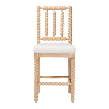 Deya Bobbin Counter Stool In Natural Brown and White