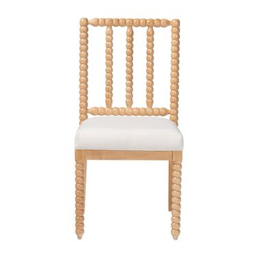 Deya Bobbin Dining Chair In Natural Brown and White