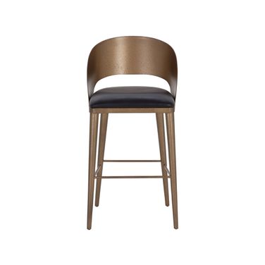 Dezirae Barstool In Charcoal Black and Antique Brass