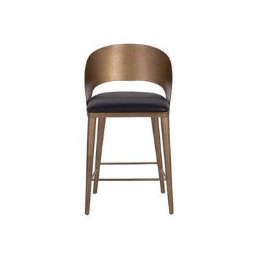 Dezirae Counter Stool In Charcoal Black and Antique Brass