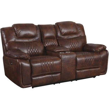 Diamond Power Brown Leather Gel Dual Reclining Loveseat