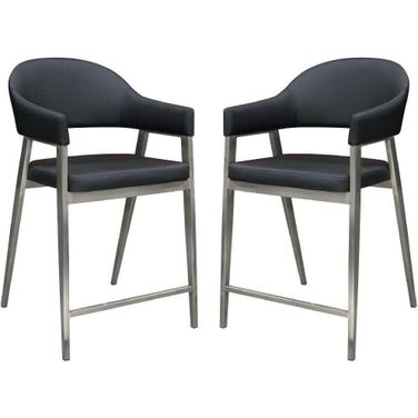 Diamond Sofa Adele Black Leatherette Counter Height Chairs Set of 2