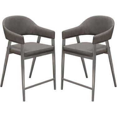 Diamond Sofa Adele Grey Leatherette Counter Height Chairs Set of 2