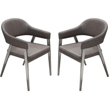 Diamond Sofa Adele Grey PU Dining Chairs Set of 2