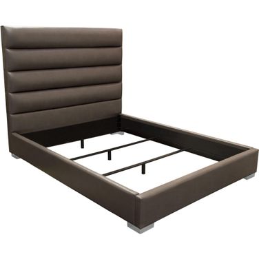 Diamond Sofa Bardot Grey PU Channel Tufted Queen Bed
