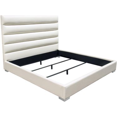 Diamond Sofa Bardot White PU Channel Tufted Queen Bed