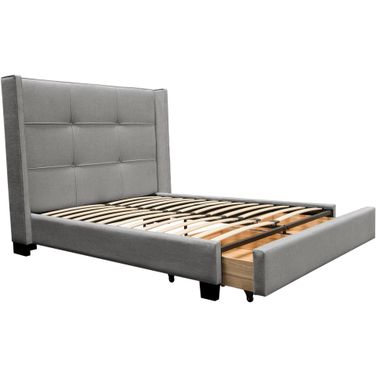 Diamond Sofa Beverly Grey Fabric King Bed with Footboard Storage