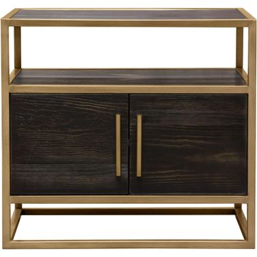Diamond Sofa Empire Dark Brown Top Gold Metal 2 Door End Table