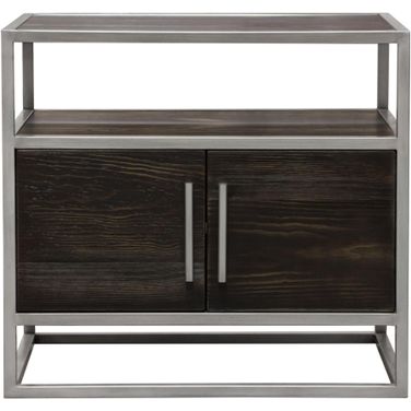 Diamond Sofa Empire Dark Brown Top Silver Metal 2 Door End Table