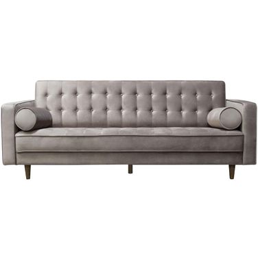 Diamond Sofa Juniper Champagne Grey Tufted Sofa with Pillows