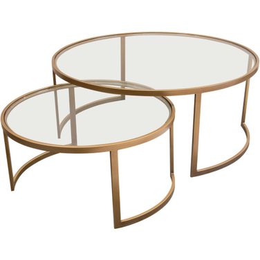 Diamond Sofa Lane Glass Tops Gold Base 2 Piece Round Nesting Tables