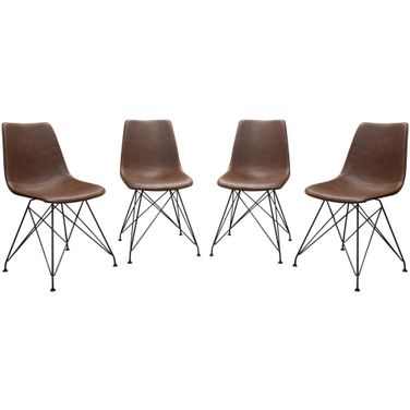 Diamond Sofa Theo Chocolate Leatherette Dining Chairs Set of 4