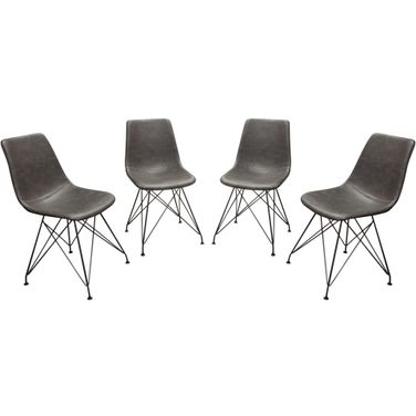 Diamond Sofa Theo Grey Leatherette Dining Chairs Set of 4