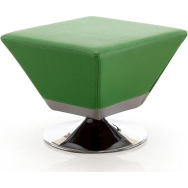 Diamond Swivel Ottoman in Green and Polished Chrome