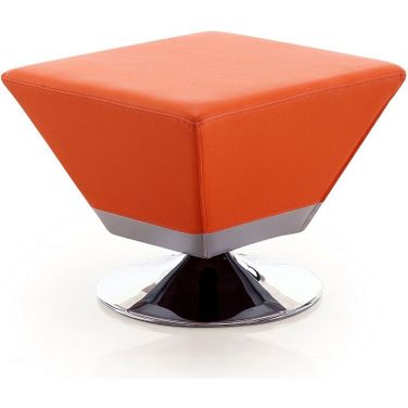 Diamond Swivel Ottoman in Orange and Polished Chrome
