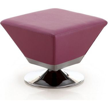 Diamond Swivel Ottoman in Purple and Polished Chrome