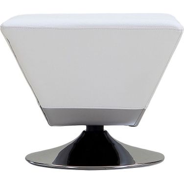 Diamond Swivel Ottoman in White and Polished Chrome