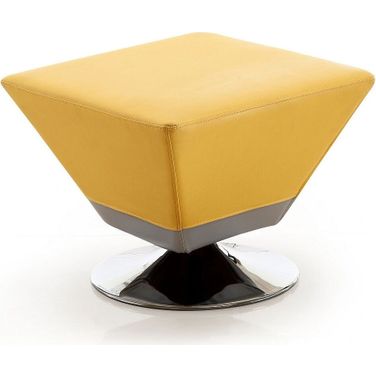 Diamond Swivel Ottoman in Yellow and Polished Chrome