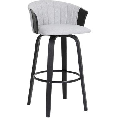 Diana 26 Inch Swivel Black Wood Counter Stool In Light Gray Fabric