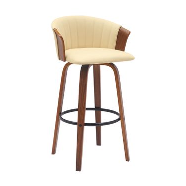 Diana 30 Inch Swivel Bar Stool In Cream and Walnut