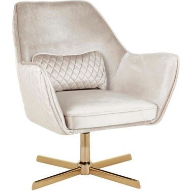 Diana Contemporary Lounge Chair In Gold Metal And Cream Velvet