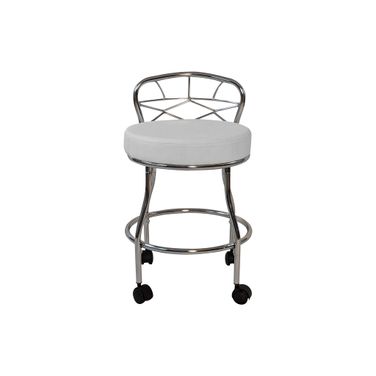 Diana X-Back Vanity Stool with Casters In White and Chrome