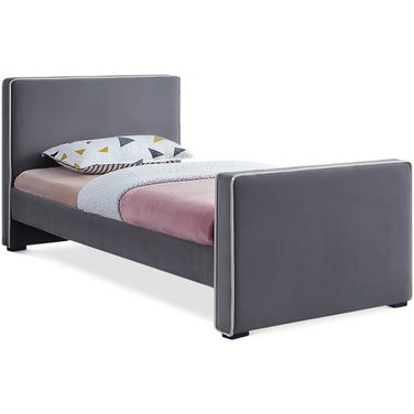 Dillard Velvet Twin Bed In Grey