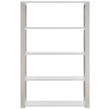 Dillon 40 Inch Shelving Unit In High Gloss White and Polished Stainless Steel