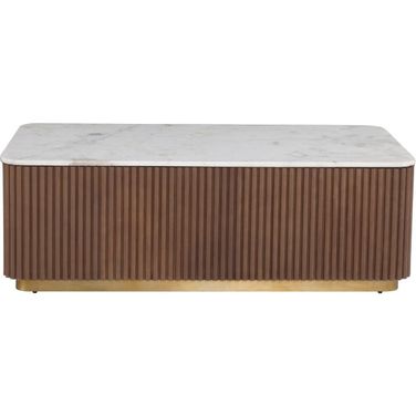 Dimitri Rectangular Cocktail Table In White and Gold