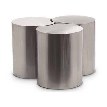 Dimple 3 Piece Coffee Table In Silver
