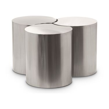 Dimple 3 Piece Coffee Table In Silver