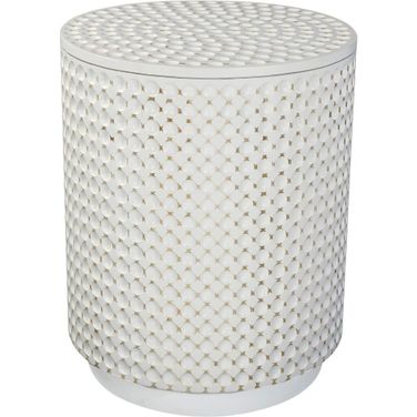 Dimple Round Accent Table In Whitewash