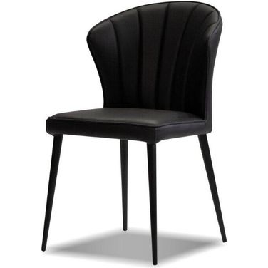Din. Chair Ariel Black Leather/Black Powder Coated Legs 2/Box