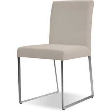 Din. Chair Tate Pewter Leather 2/Box, Brushed Ss