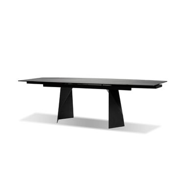 Prism Industrial Grey Ceramic And Black Base Extension Dining Table