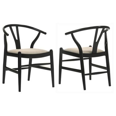 Dinah Wood Wishbone Dining Side Chair Set of 2 In Black