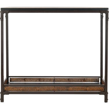 Dinesh Black and Dark Walnut Console with Storage Shelf