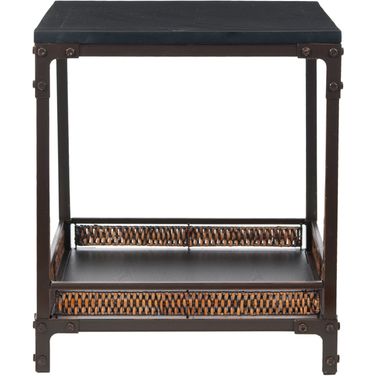 Dinesh Black and Dark Walnut End Table with Storage Shelf