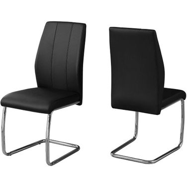 Dining Chair Set Of 2 In Black Leather Look I 1076